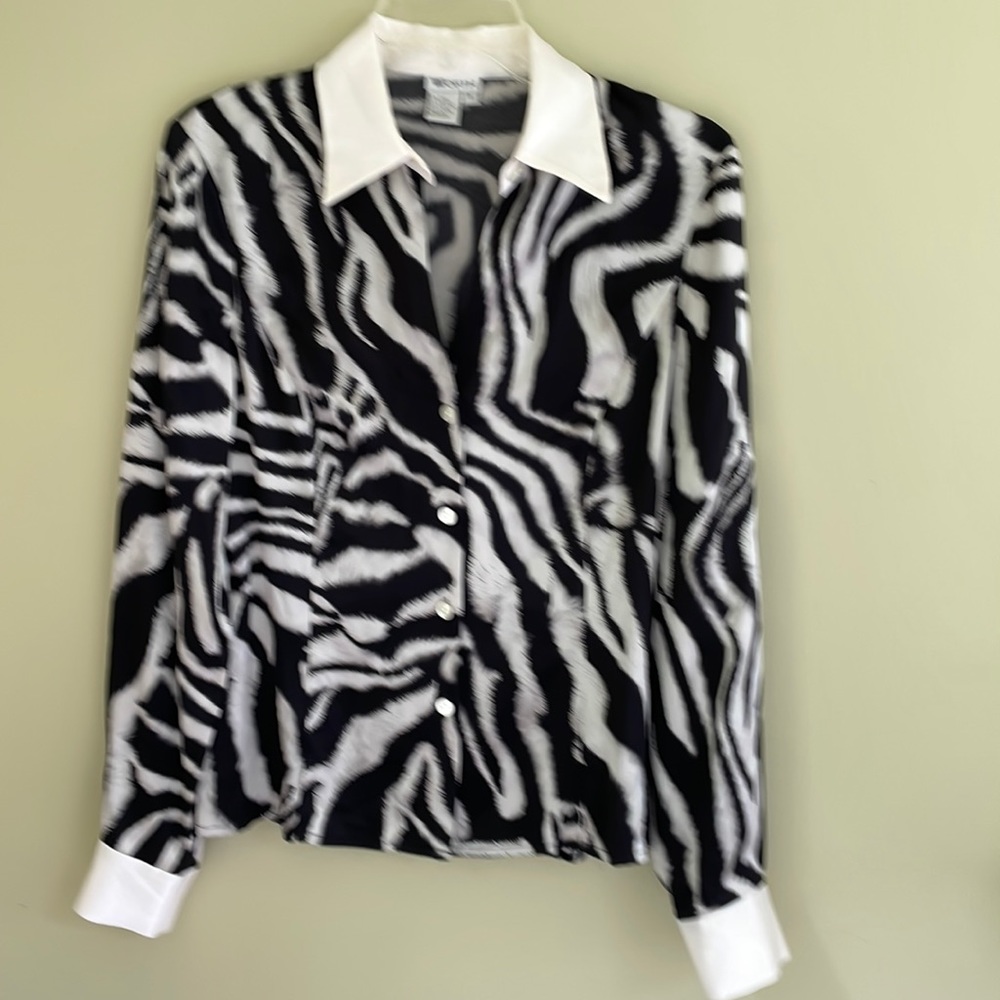 Worth Silk Blouse Shirt Animal Print Size 8